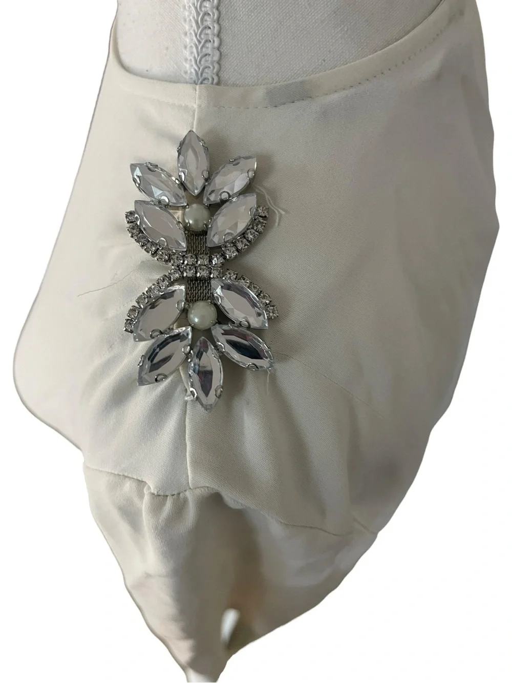 Zara Rhinestone on Shoulder Blouse Oyster White - Picture 4 of 16